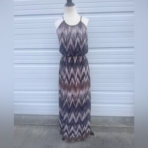 Valerie Bertinelli Multicolored Halter Maxi Sundress